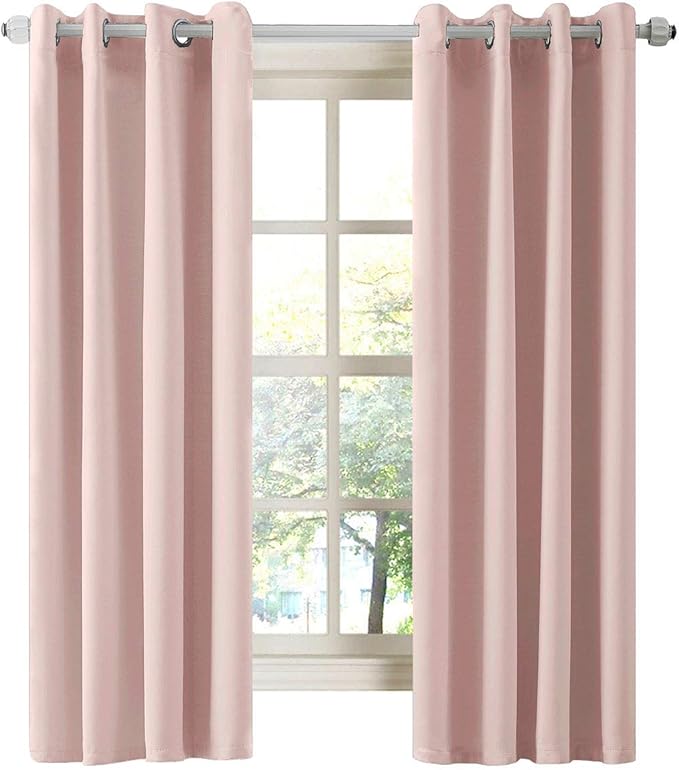 LA PALMA Thermal Insulated Blackout Darkening Grommet Living Room Curtains Window Drapes for Bedroom Pack of 2 Panels