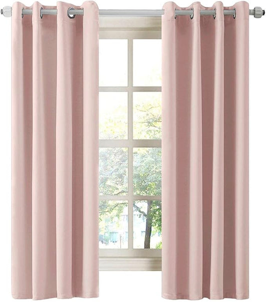LA PALMA Thermal Insulated Blackout Darkening Grommet Living Room Curtains Window Drapes for Bedroom Pack of 2 Panels