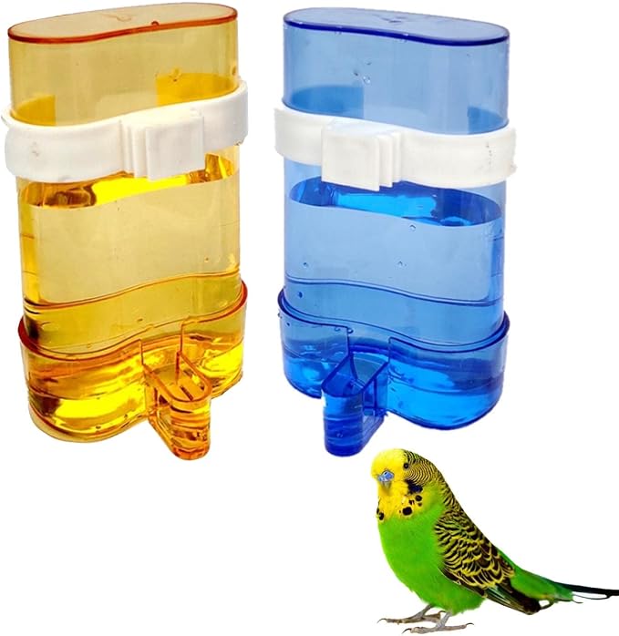 Parakeet Water Dispenser Parrot Water Feeder Bird Seed Container for Cage Cockatiel Cage Accessories Automatic Feeding for Budgies Finch Small Birds 2pcs