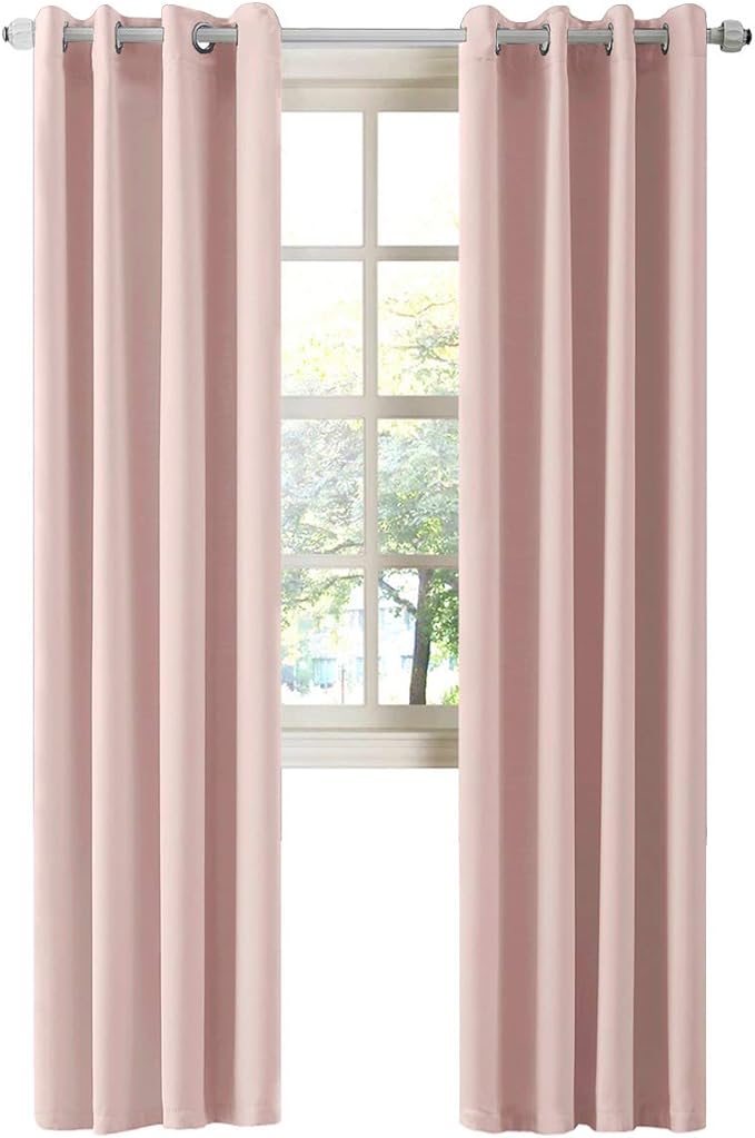 LA PALMA Thermal Insulated Blackout Darkening Grommet Living Room Curtains Window Drapes for Bedroom Pack of 2 Panels