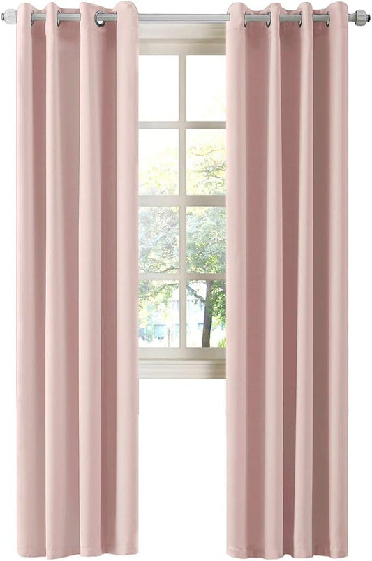 LA PALMA Thermal Insulated Blackout Darkening Grommet Living Room Curtains Window Drapes for Bedroom Pack of 2 Panels