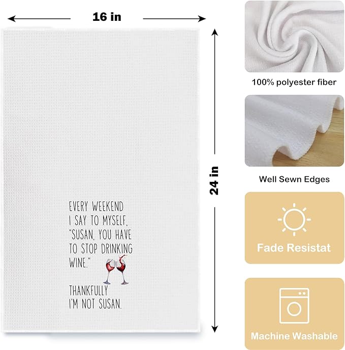 Funny Wine Kitchen Towels, Wine Gifts for Wine Lovers Dish Tea Towels for Kitchen Decor, Bar Towels for Bartender, Wine Kitchen Decor, 16x24 Inch