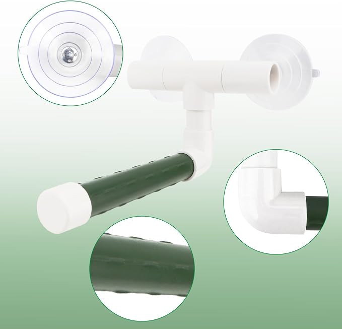 Hypeety Portable Suction Cup Bird Window and Shower Perch Toy Parrot Stand | 2 strong suction cups, parrot bath perch, easy to install, fits windows/shower tile, for budgies/parakeets/lovebirds, green