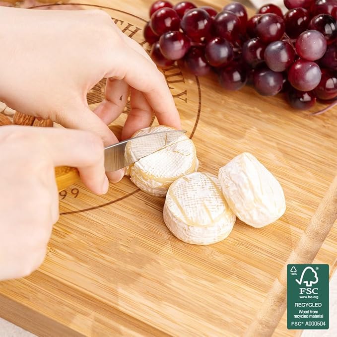 callie Personalized Bamboo Cutting Board with Engraved Photo, Custom Wooden Charcuterie Boards with Juice Grooves, Christmas, Wedding, Housewarming Gifts (S, M, L)