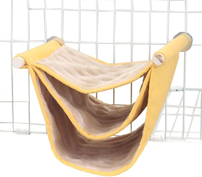 emours Small Animal Hammock Hamster Parakeets Bed Bird Nest Cage Corner Hideout Triple Play Platform for Parrots Rat Sugar Glider with Warm Fleece (Three Layer)