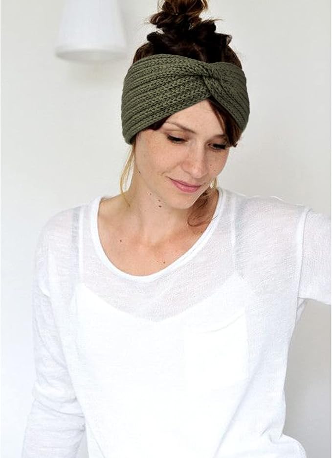 DRESHOW Winter Knit Chunky Headbands for Women Crochet Turban Knitted Ear Warmer Fashion Head Wrap 6 Pack