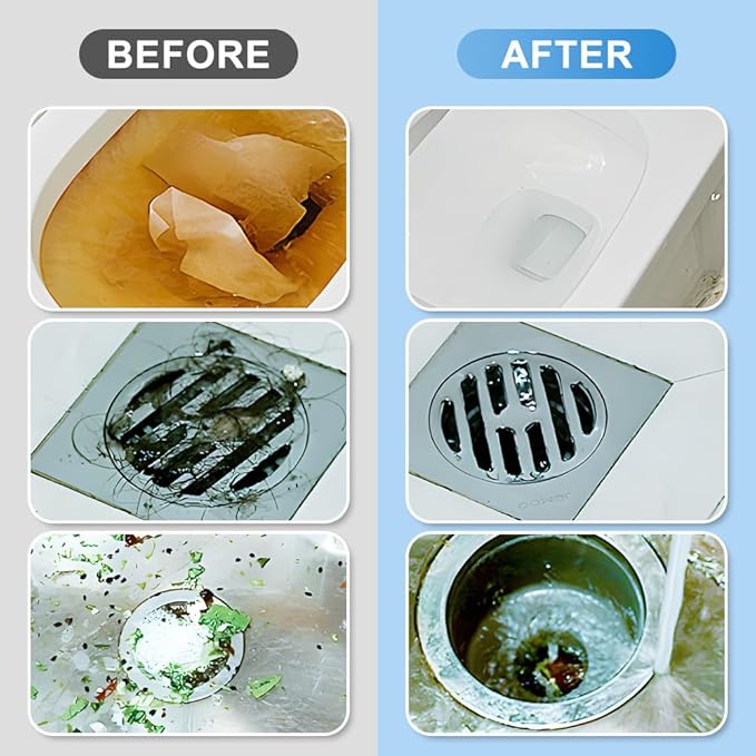 Powerful Fast-Acting Drain Cleaner Powder – Sink and Drain Clog Remover for Kitchen & Toilet Pipes – Deep Cleaning Formula, Fast Foaming, Heavy-Duty Clog Remover