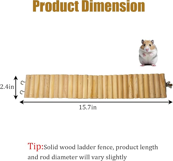 Hamiledyi Hamster Bridge 15.7x2.4in Hamster Wooden Bridge Bendy Climbing Ladder Long Suspension Bridge Chew Toys for Rat Mice Gerbil Chipmunk Sugar Glider
