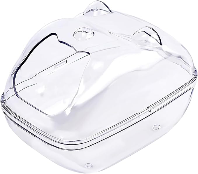 Transparent Hamster Sand Bath Container with Secure Buckles - Splash Proof Sand Box and Dig Box for Small Animals - Bathroom House for Hamster Cage for Home and offic