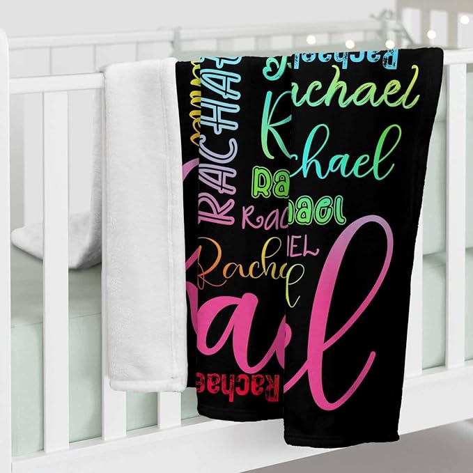 Ships Next Day, Personalized Blankets and Throws Rainbow Name Pattern Custom Blanket with Name Customized Flannel Blanket for Kids Christmas Blanket Gifts for Teen Girls Boys