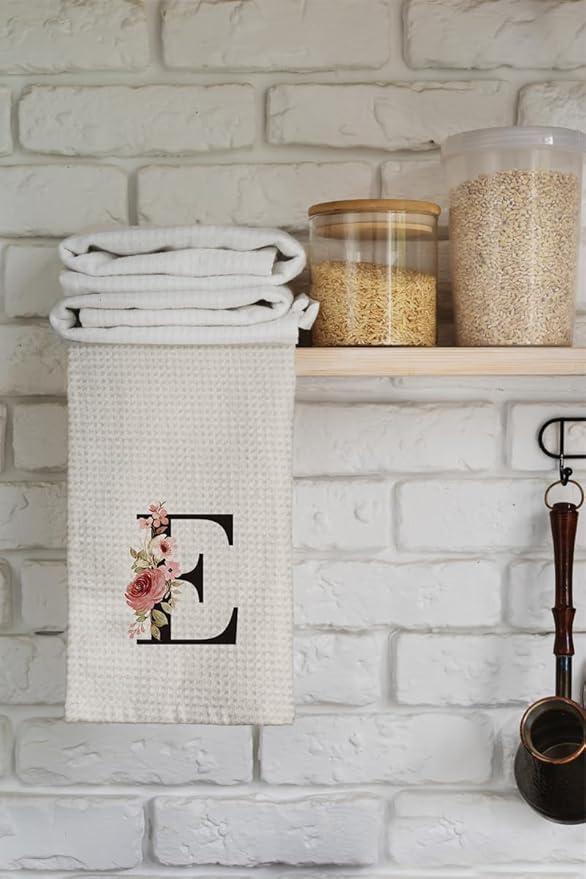 Kitchen Towel, Personalized Gifts Mode Monogram Letter E Kitchen Towel for Kitchen Dinning Bathroom, Christmas Birthday Gifts for Women, Kitchen Towel and Dishcloths Sets 16×24 Inches