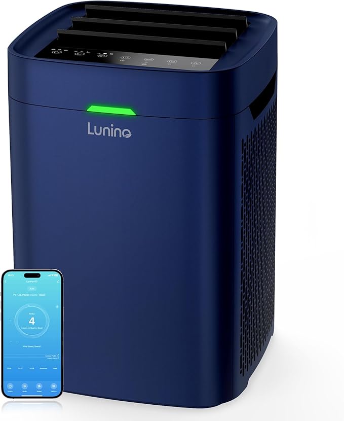 Air Purifiers for Home Large Room Up to 2600 Ft², Double-Sided HEPA Air Purifier with Washable Filter, Smart WiFi, PM 2.5 Air Quality Monitor, Fan Mode, for Pets Hair, Dust, Smoke, Navy