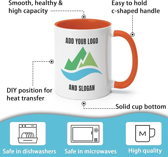 Custom Mug - Personalized Coffee Mug with Image, Logo, or Text | Custom Photo Cup | Customized 11 Oz Ceramic Tea Cup Taza Personalizadas Custom Gifts for Men & Women