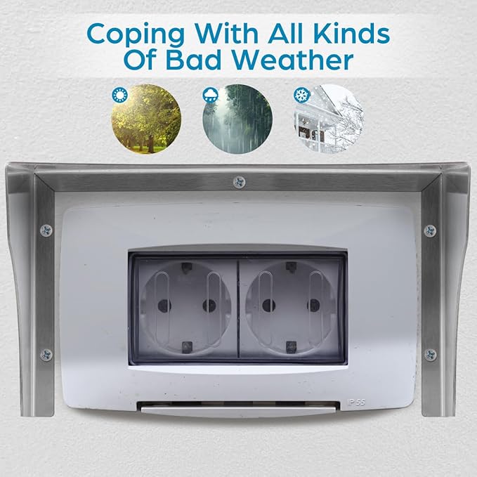 Homoyoyo Outlet Box Protection Cap Power Supply Outdoor Wireless Housing Cover Electrical Box Splash Proof Shell Rainproof Cover Plate Protector Socket Socket Electric Car Metal 7.86X4.72X4IN