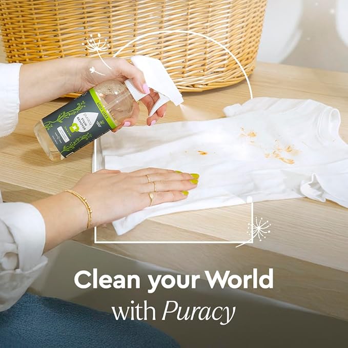Puracy Stain Remover, Natural Travel and Laundry Stain Cleaner for Clothes, Baby Essentials, Kids Stains, Oil and Fabric Spot Cleaner, Unscented (Stain Remover Spray, 12 fl oz)