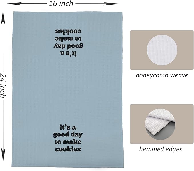 Baking Towels, Tea Towels for Baking, Gifts for Bakers Cookie Lovers Cooks, Baking Gifts for Women Bakers, It's a Good Day to Make Cookies Kitchen Towels, 16x24 （12）