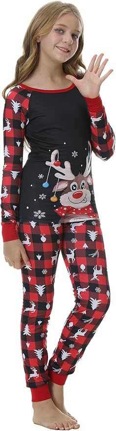YIJIU Christmas Pajamas Cute Deer Print Long Sleeve Totem PJS Set