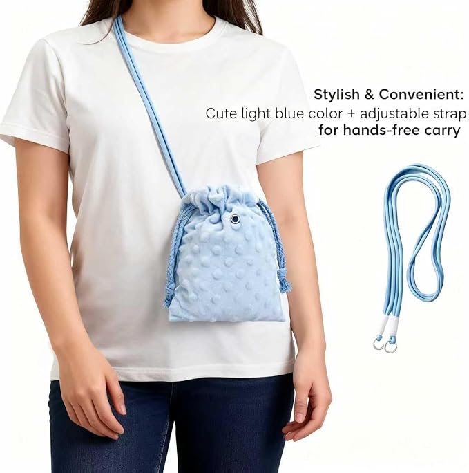 Sugar Glider Bonding Pouch Portable Drawstring Pouch Soft Sleeping Bag with Blue Braided Ribbon Small Animal Carrier- Hedgehog Hamster Ferret (Blue)