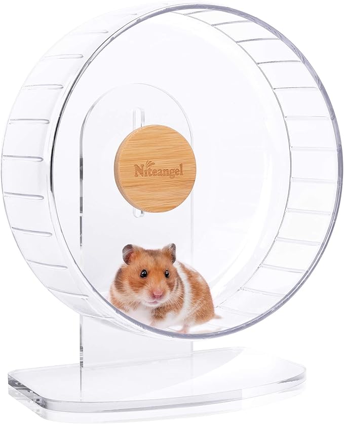 Niteangel Super-Silent Hamster Exercise Wheels: Quiet 10 inch Running Wheel | Can 10.6-13.4" Adjustable Height - No Bend Back Spinner Running for Dwarf Syrian Hamster Gerbils Mice Or Other Small Animal