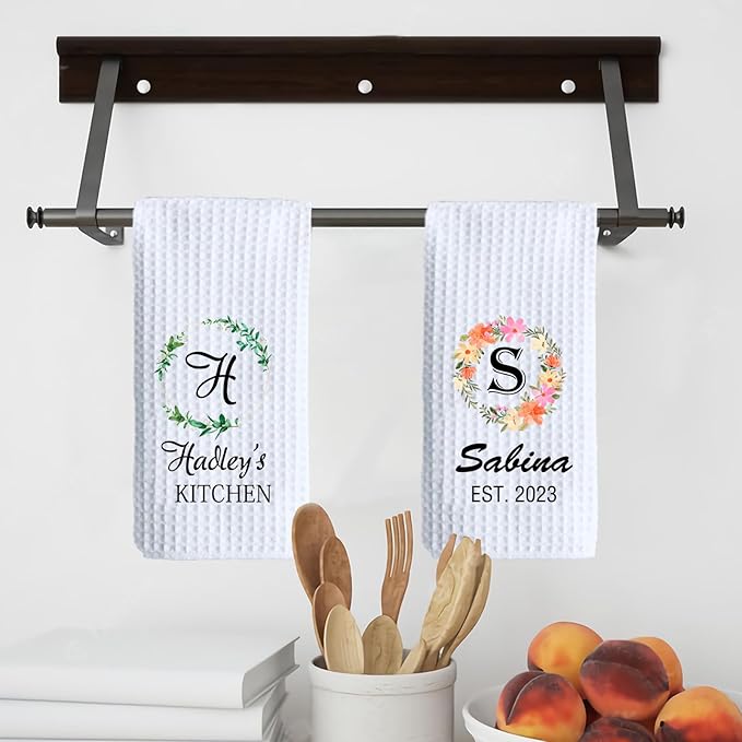 ubmpj Personalized Kitchen Towel Custom Waffle Weave Towel Gift for Housewarming Wedding Friend Birthday