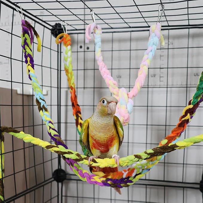 RIOUSSI Handmade Sugar Glider Toys & Cage Accessories, Random Color, 6 Pack | 100% Hand-Crafted Soft Fleece Rope | Small Animal Toys for Rats | For Climbing, Exercise & Jungle Exploration