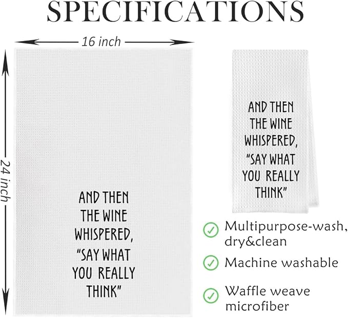 Wine Lovers Dish Towel - Funny Wine Gifts Decorative Waffle Weave Kitchen Towels, Tea Towel, Hand Towel, Housewarming Gift (16×24 Inches)