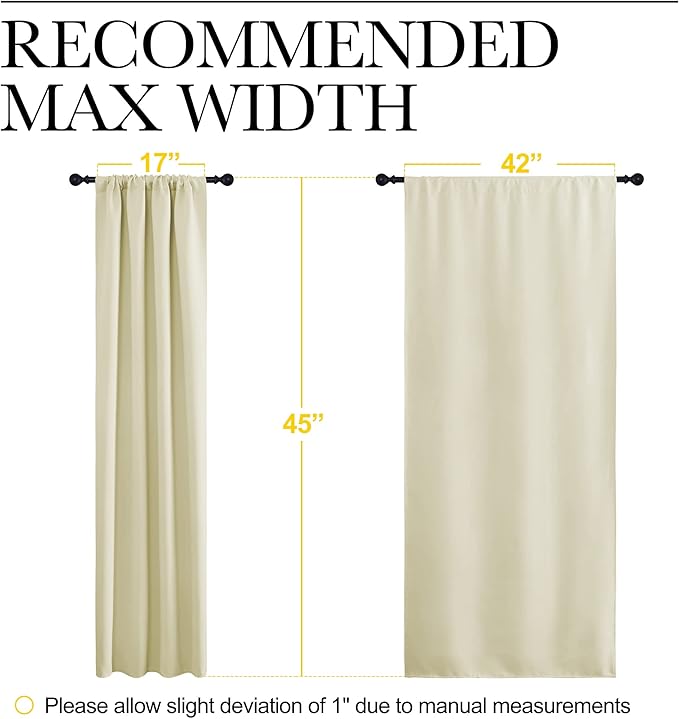 NICETOWN Blackout Curtains for Bedroom, Home Decorations Thermal Insulated Solid Rod Pocket Blackout Drapes for Cafe (Beige, One Pair, 42 x 45-inch)