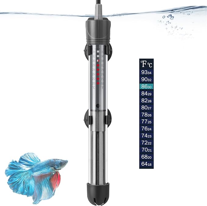 HITOP 100W 200W 300W Adjustable Aquarium Heater, Submersible Fish Tank Heater Thermostat with Suction Cup