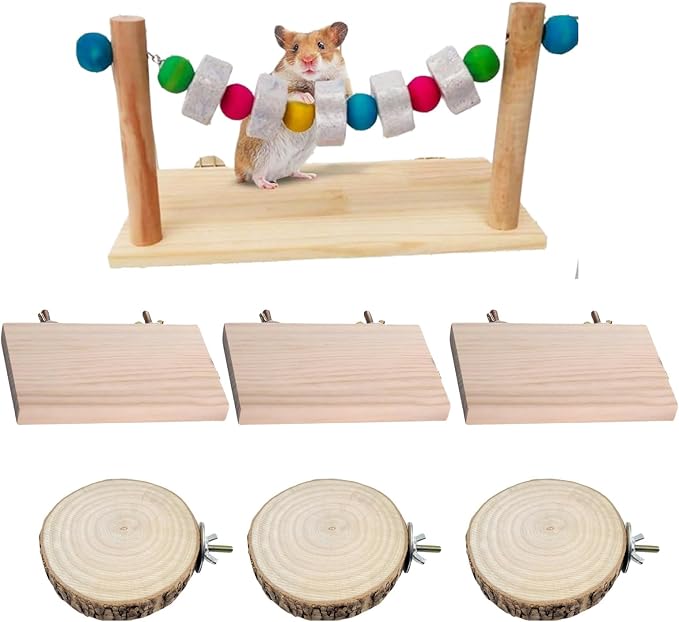 Chinchilla Platform Ledge Wood Hamster Stand Platform Board Shelf Bridge Rats Climbing Toys Cage Accessories for Chipmunks Squirrels Sugar Gliders Mice Parrots