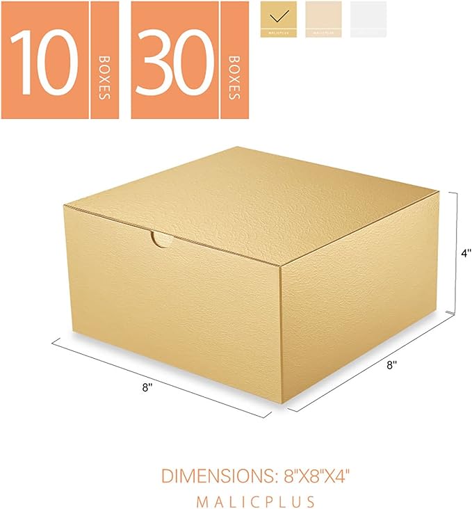 30 Gift Boxes 8x8x4 Inches Gift Boxes with Lids Boxes for Gifts Bridesmaid Proposal Boxes, Gold Gift Boxes Bulk for Light Weight Gifts, Crafting