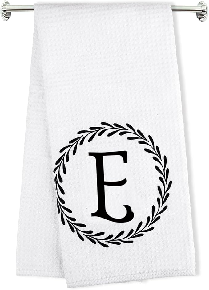 Monogrammed Hand Towels Name Ini-tial Letter E Kitchen Towels,Personalized Gifts for Women Wife Mom,Monogram Dish Towel Decorative Tea Towel 17x23 Inch,for Kitchen Bathroom