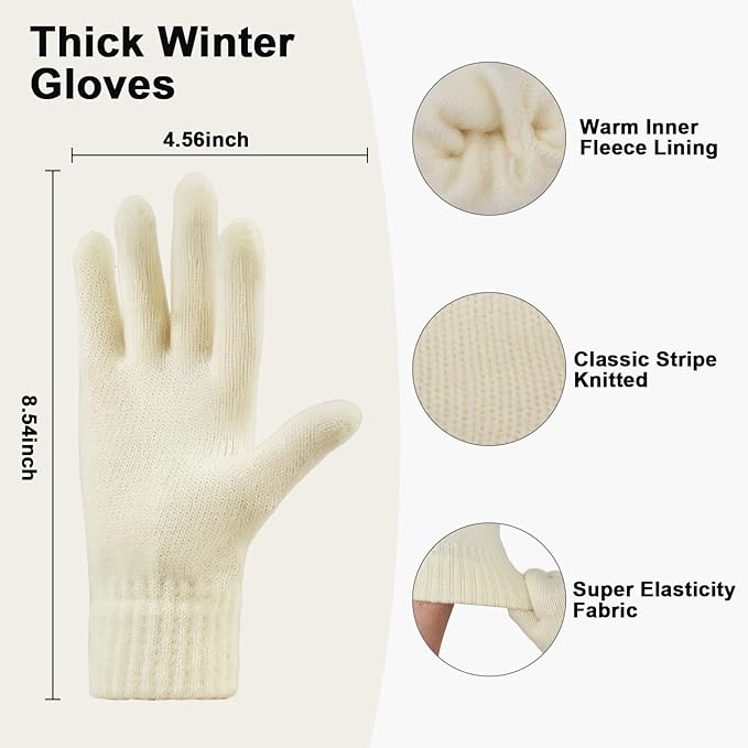 YARIEW Winter Hat Neck Warmer and Gloves Set for Women, Warm Knitted Beanie with Pom Pom, Soft Ear Warmer Scarf, Warm Gloves