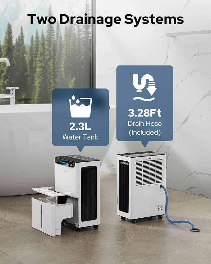 1600 Sq.ft Dehumidifier for Basement - 21 Pints, Drain Hose & Humidity Control Large Room Dehumidifiers for Home, RV, Bathroom, Bedroom - 3 Modes & 24H Timer