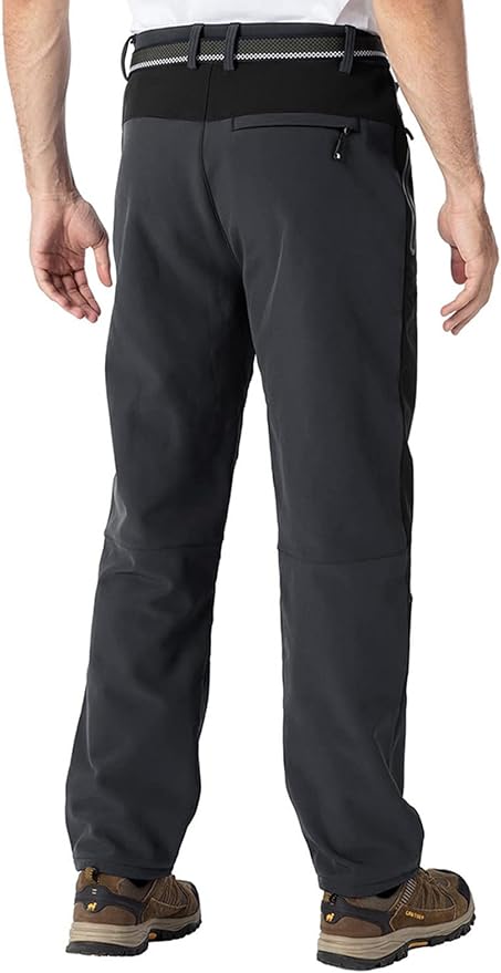 TBMPOY Men's Snow Pants Fleece Lined Hiking Winter Waterproof Softshell Ski Outdoor Insulated Climbing Pants Zipper Pockets