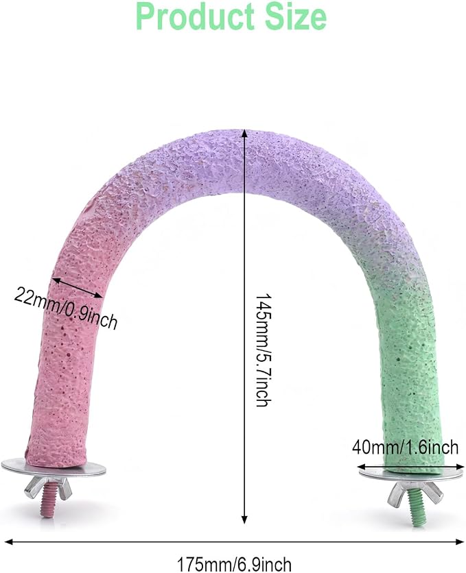 U Shape Parrot Perch Cage for 4cm Large Pad Fits Bird perches | Fits Horizontal Vertical Bars Washable Colorfast Resin Perch for Budgies, Cockatiels to Trim Nails Beak Naturally