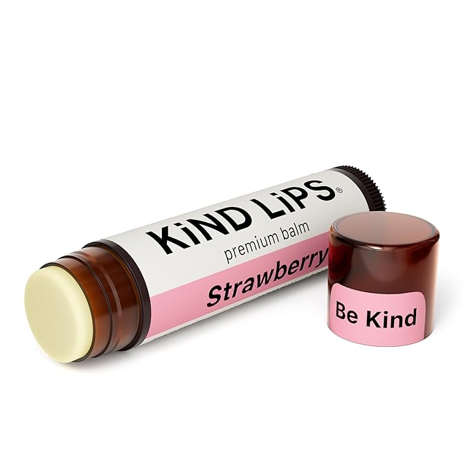 Kind Lips Organic Strawberry Lip Balm 3-Pack – Fruity, Sweet, and Long-Lasting Lip Care • 100% Natural, Clean, Gluten-Free, Grain-Free • Made in USA • Everyday Value chapstick Set