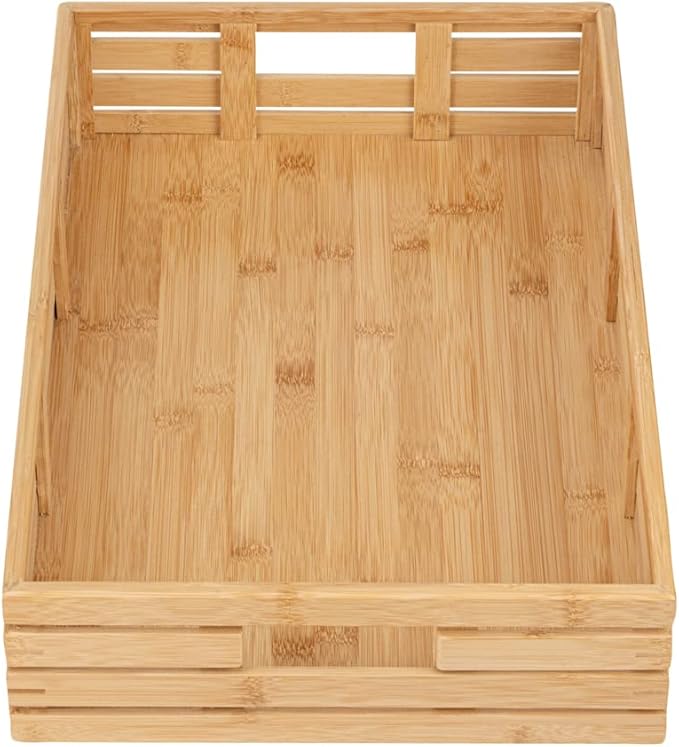 Restaurantware-20.75 x 13 x 3.75 Inch Breakfast Tray, 1 Rectangle Tray With Handles - Pallet Design, Chip-resistant, Bamboo Butler Holding Serving Tray, Shatterproof, For Meals, Snacks, And Beverages