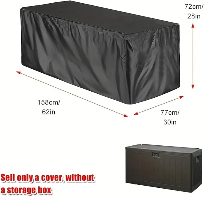 1pc Outdoor Terrace Box Cover, Deck Weatherproof Furniture Protective Protection(Black,123x63x55cm)