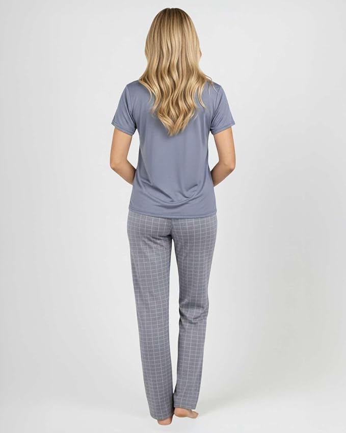 Real Essentials 2 Pack: Women's Comfy Pajama Sets - Short & Long Sleeve Ladies Loungewear Sleepwear PJs (Available In Plus)