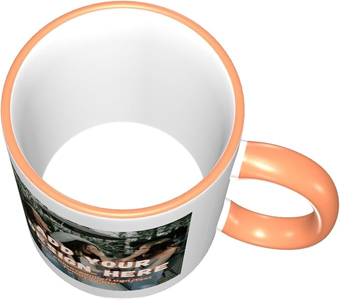 Custom Mugs and Coffee Cups Partial or Full Size Printed Creative Designs Customizable with Your Photos Images Text (Partial, Orange)
