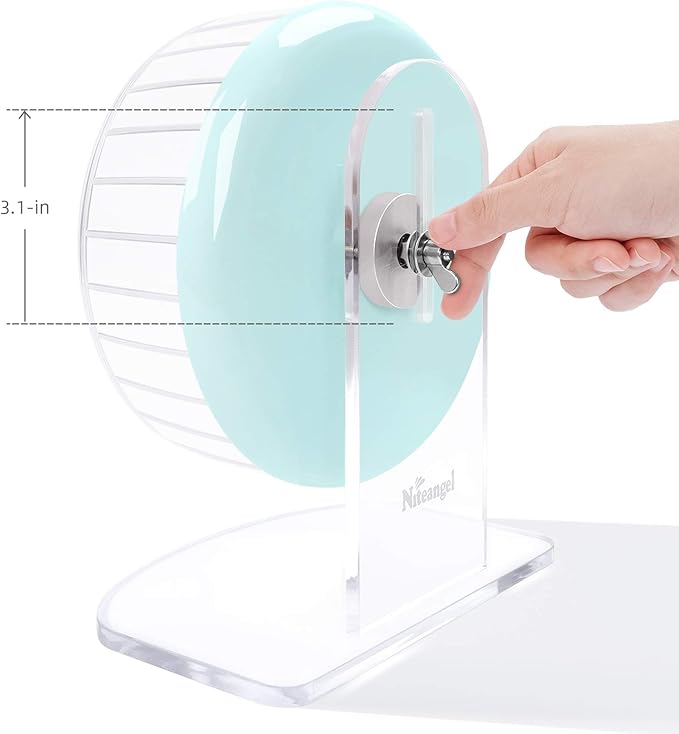 Niteangel Super-Silent Hamster Exercise Wheel: Quiet 8.2 inch Running Wheel | Can 9.1-11.8" Adjustable Height - No Bend Back Spinner Running for Dwarf Syrian Hamster Gerbils Mice Or Other Small Animal