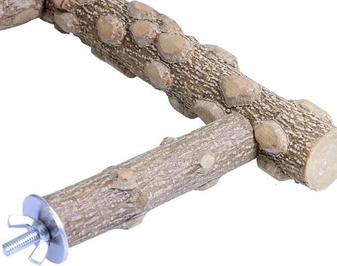 Bird Perch Stand,Natural Wood Cage Gym Toy Branch for Small Large Parrot | 100% Natural pepper wood, no chemical odor, non-slip grip, fits parakeets cockatiels conures African greys, easy install