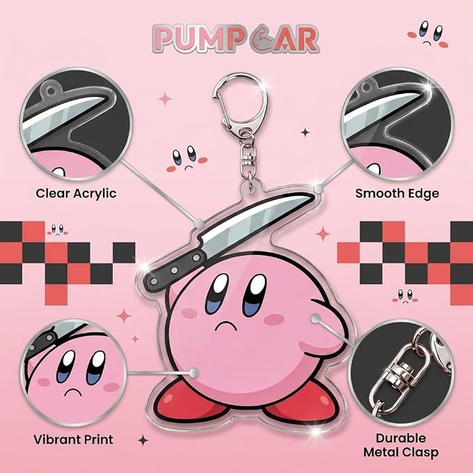 PumpCar Acrylic Keychain Double-Sided Charm Key Ring with Metal Clip Backpack Charm Bag and Car Key Accessory Collectible