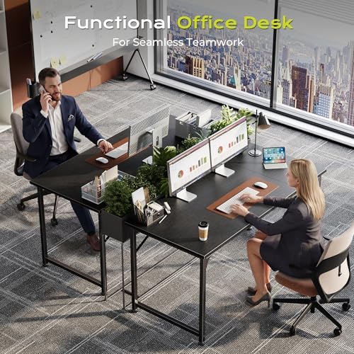 PRAISUN 47 Inch Computer Desk, Office Desk, Spacious Desktop, Black