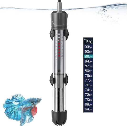 HITOP 25W 50W Adjustable Aquarium Heater, Submersible Fish Tank Heater Thermostat with Suction Cup
