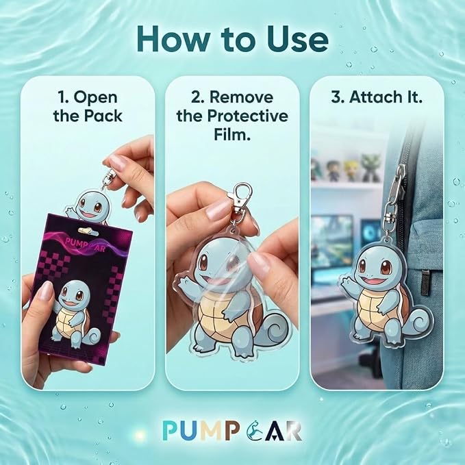 PumpCar Acrylic Keychain Double-Sided Charm Key Ring with Metal Clip Backpack Charm Bag and Car Key Accessory Collectible