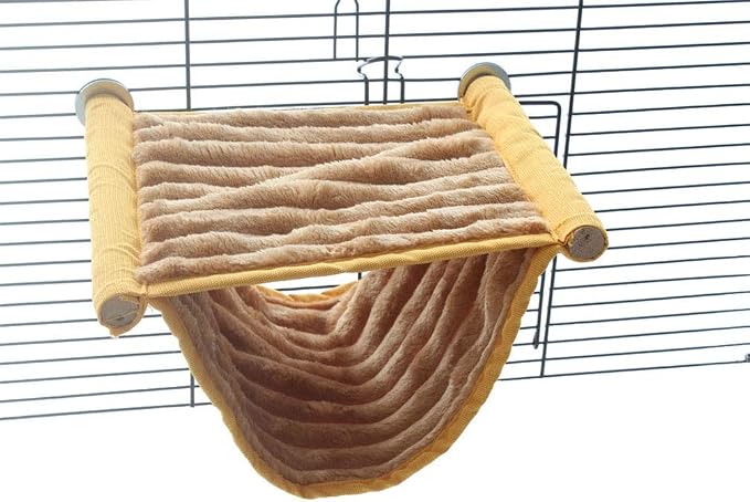 emours Double Bunkbed Hammock Sleep Bed Cage Play Platform with Warm Fleece for Hamster Mice
