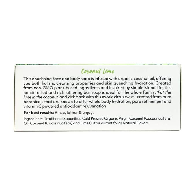 "Coco Fiji Soap Bar for Face and Body Infused With Organic Coconut Oil, Coconut Lime, Essential Oil, Natural Soap for Moisturizing & Pore Purifying Skin, 7 oz, Pack Of 3 "