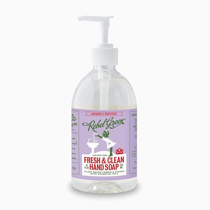 Rebel Green Fresh & Clean Hand Soap - Moisturizing Natural Liquid Hand Soap for Bathroom & Kitchen - Variety Pack, 12 fl oz Spray, Pack of 4