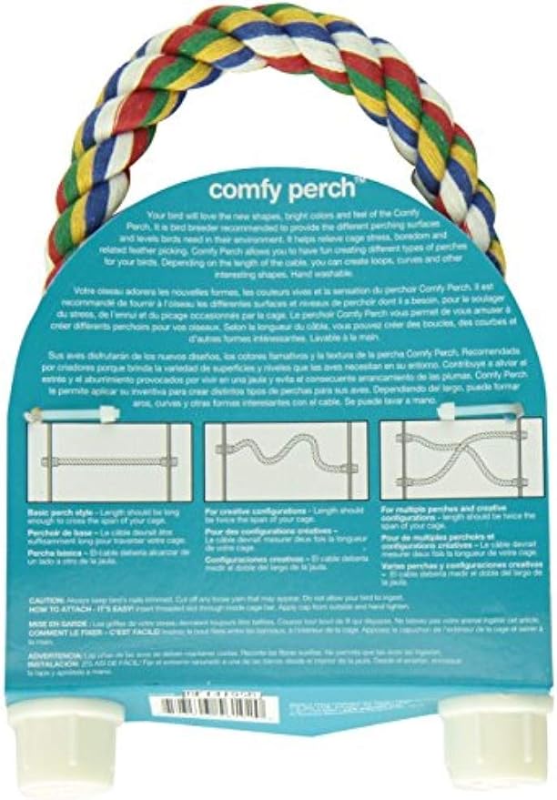 JW Pet Comfy Perch For Birds Flexible Multi-color Rope, Large - 21" Length